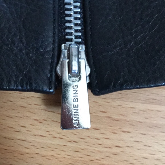 Anine Bing Moto Zipper Black Leather Jacket Size M - Picture 9 of 12